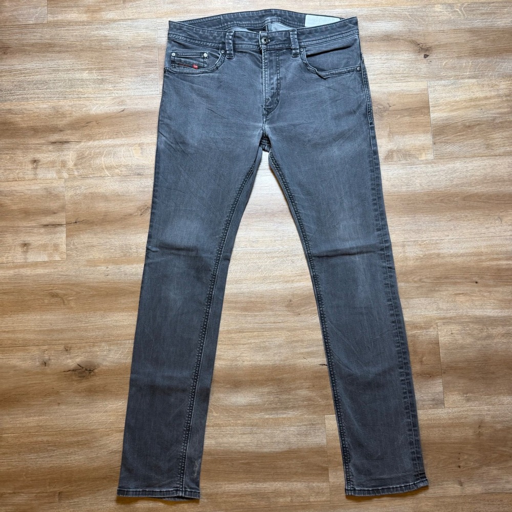 Diesel Thavar Jeans Mens 32x32 Gray Slim Skinny Stretch Faded Wash Denim 0R84A